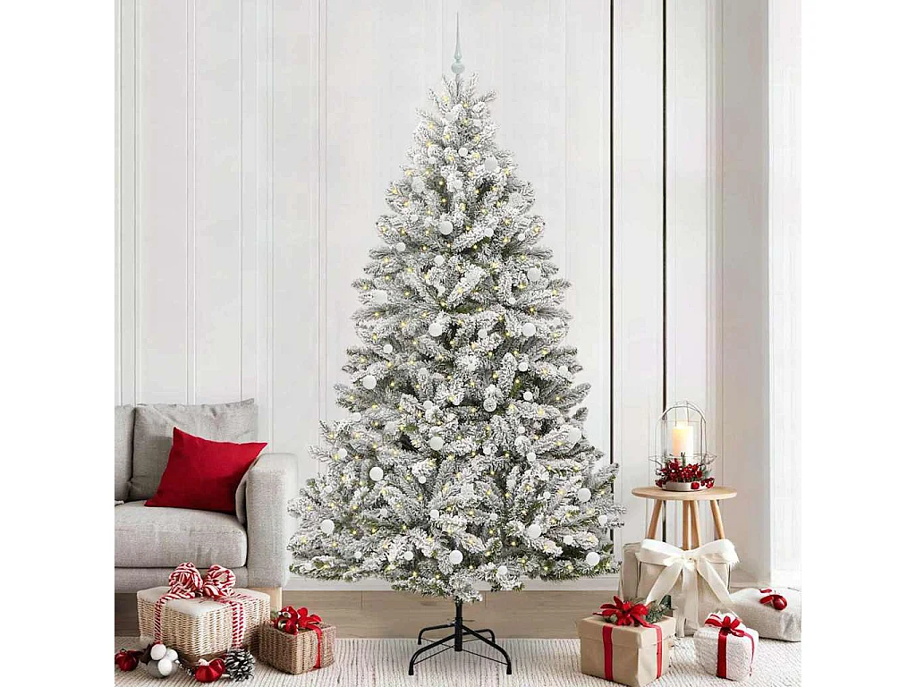Sapin de Noël artificiel Vert et blanc 240 cm PVC et métal