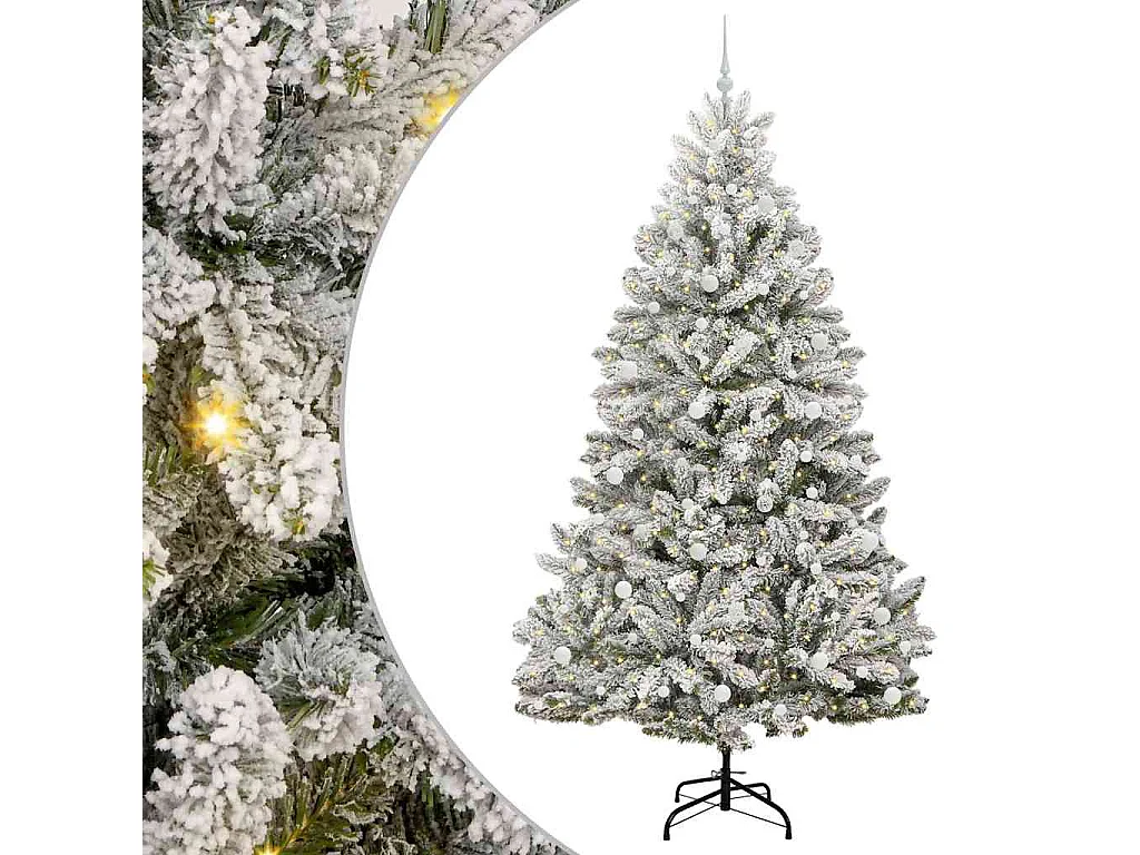 Sapin de Noël artificiel Vert et blanc 240 cm PVC et métal