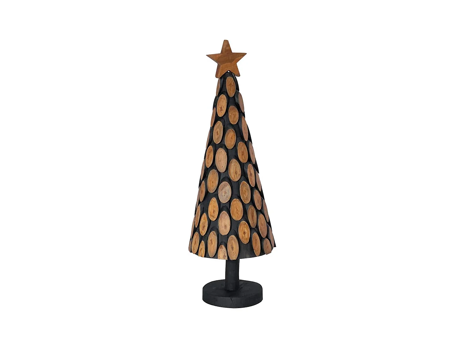 Sapin de Noël avec support Marron 90 cm Bois de teck solide