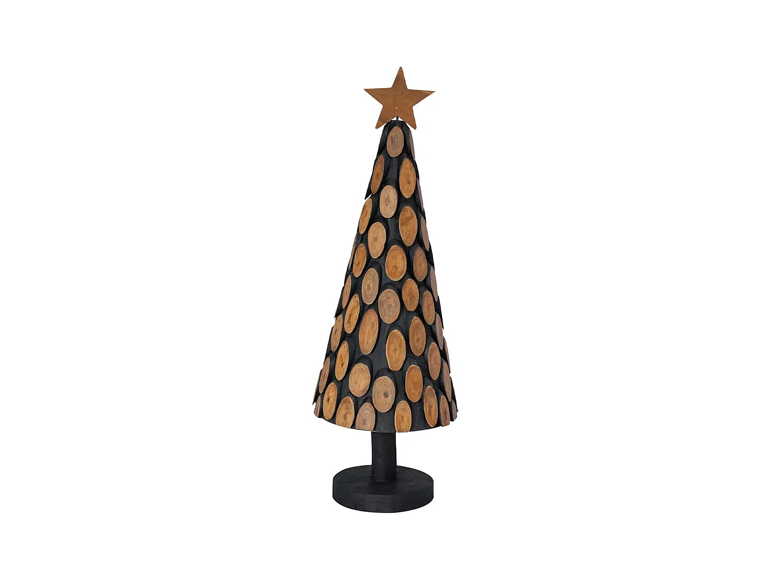 Sapin de Noël avec support Marron 90 cm Bois de teck solide