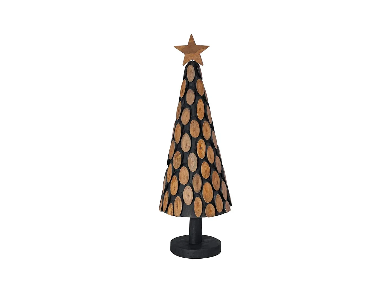 Sapin de Noël avec support Marron 90 cm Bois de teck solide