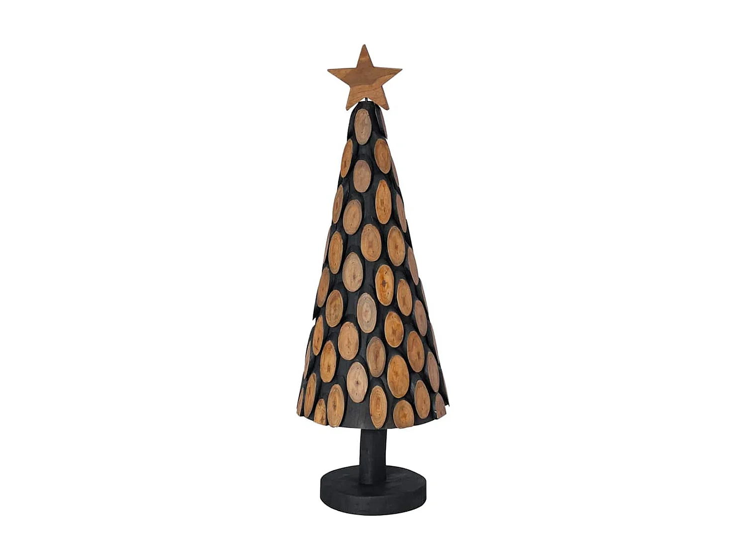 Sapin de Noël avec support Marron 90 cm Bois de teck solide