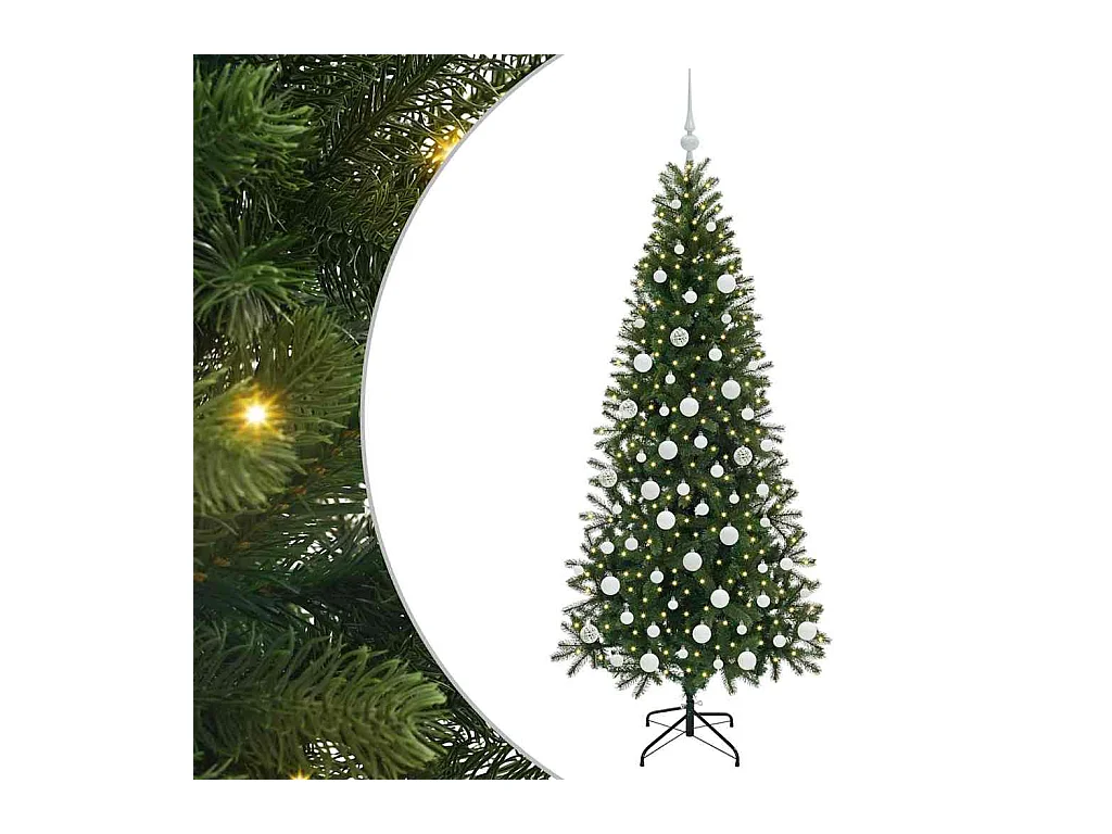 Sapin de Noël artificiel avec 300 LED Vert 180 cm PE et PVC