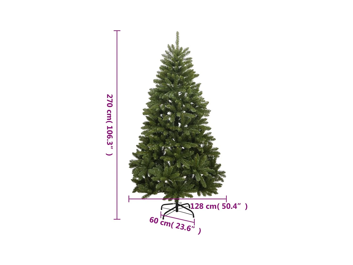 Sapin de Noël artificiel à charnières avec support vert 270 cm