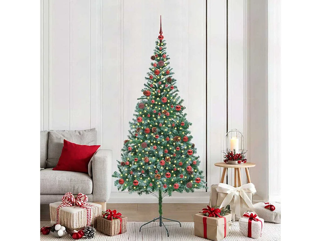 Sapin de Noël artificiel avec 300 LED Vert 210 cm PVC et Acier
