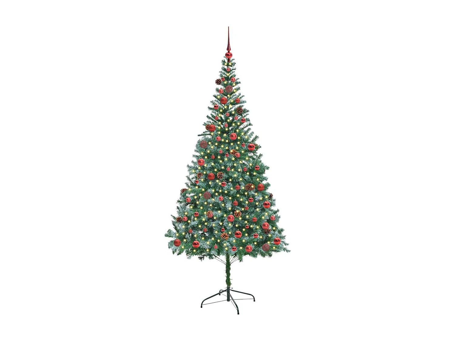 Sapin de Noël artificiel avec 300 LED Vert 210 cm PVC et Acier