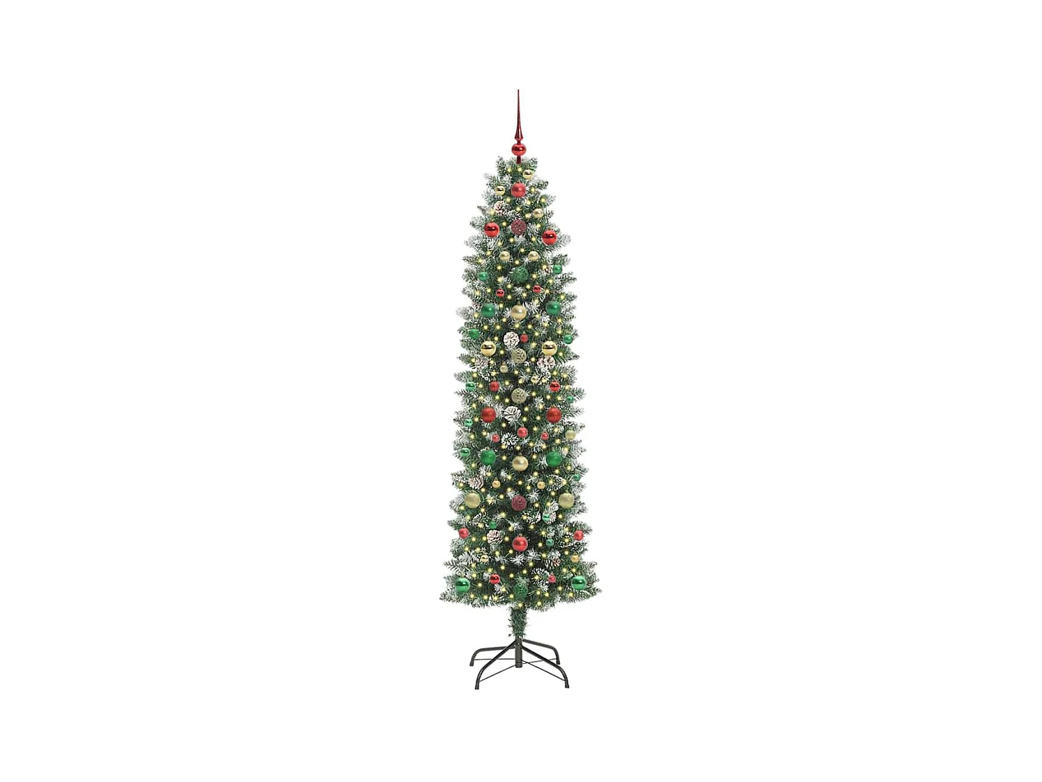 Arbre de Noël artificiel slim avec 300 LED Vert et blanc 210 cm