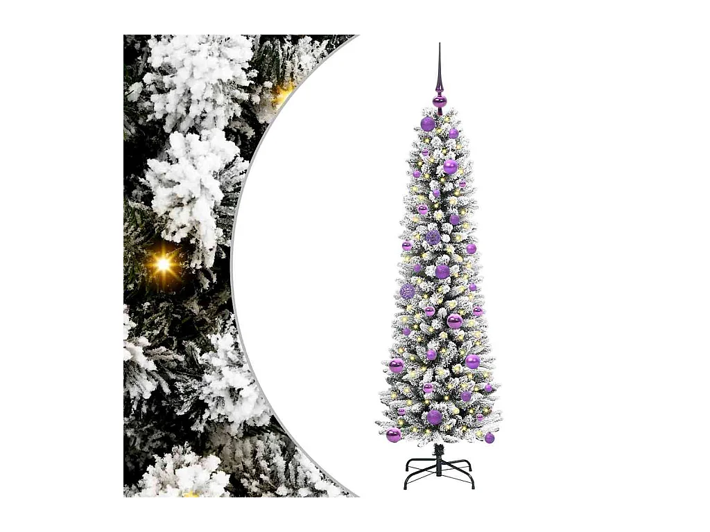 Sapin de Noël artificiel avec 150 LED Vert et blanc 150 cm