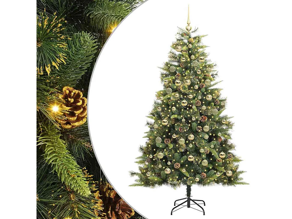 Sapin de Noël artificiel avec branches pliables et cônes 180 cm