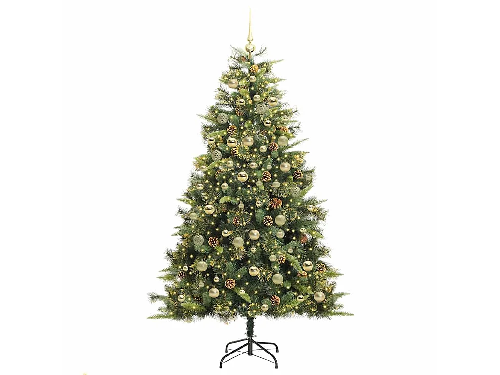 Sapin de Noël artificiel avec branches pliables et cônes 180 cm