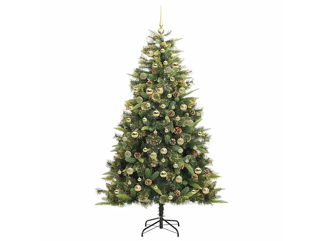 Sapin de Noël artificiel avec branches pliables et cônes 180 cm
