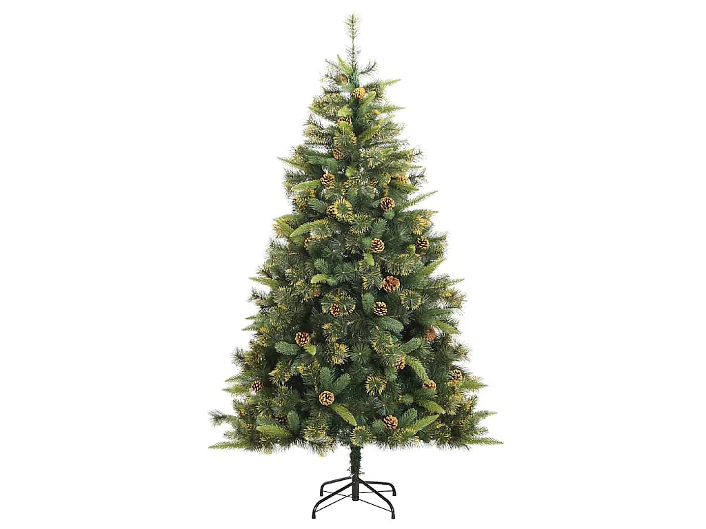 Sapin de Noël artificiel avec branches pliables et cônes 180 cm