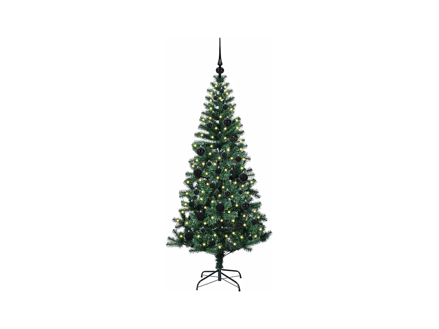 Sapin de Noël artificiel pré-éclairé Vert 150 cm PVC et métal