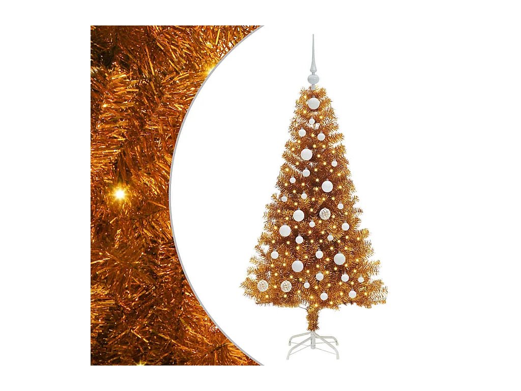 Árbol de Navidad con 150 LED con soporte Dorado 120 cm PET