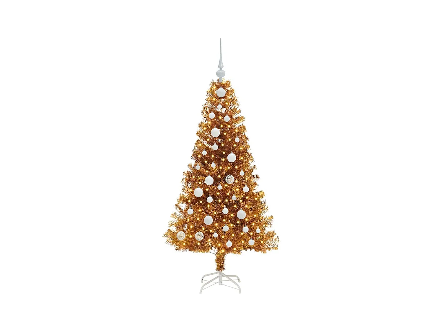 Árbol de Navidad con 150 LED con soporte Dorado 120 cm PET
