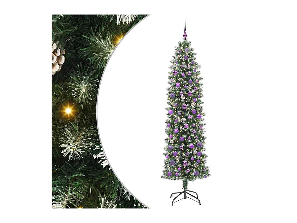 Árvore Slim de Natal Artificial Verde e branco 210 cm