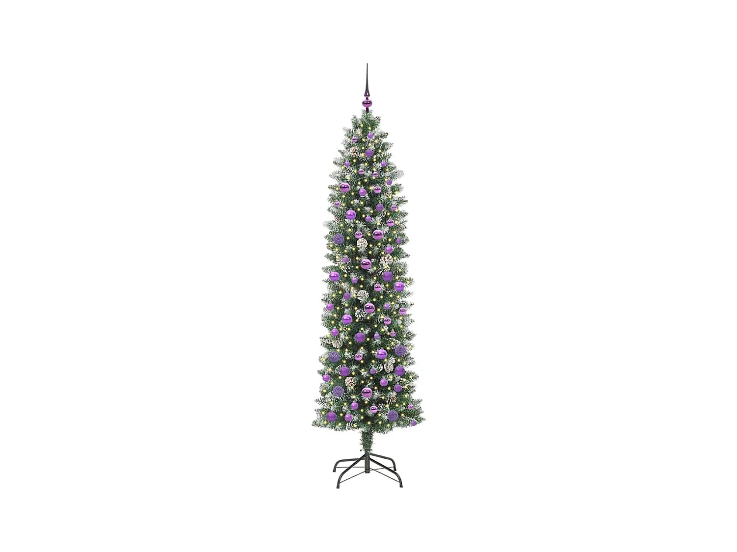 Árvore Slim de Natal Artificial Verde e branco 210 cm