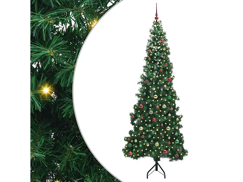 Arbre de Noël artificiel d'angle Vert 240 cm PVC et métal