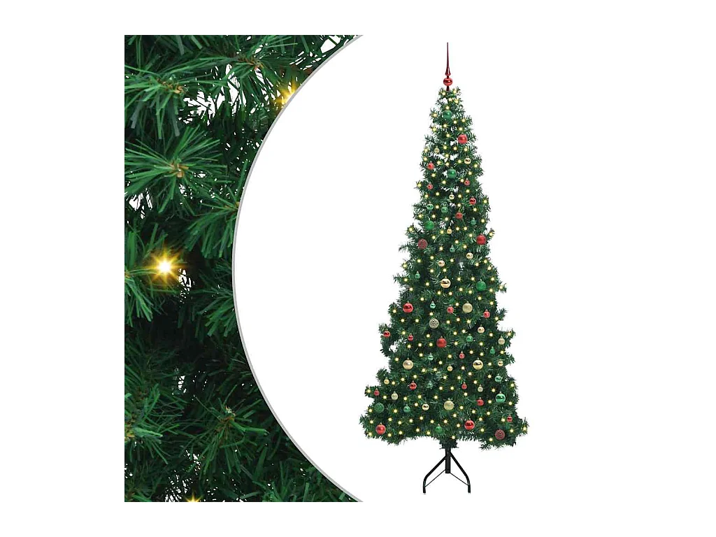 Arbre de Noël artificiel d'angle Vert 240 cm PVC et métal