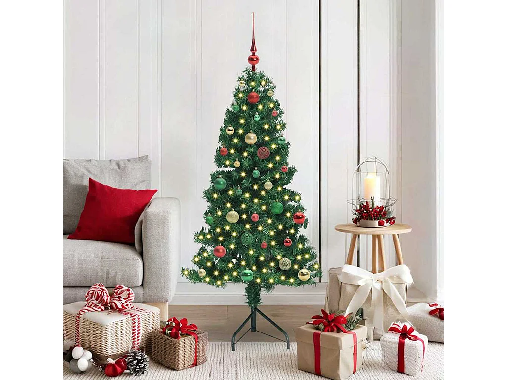 Árvore de Natal artificial de canto Verde 150 cm PVC e Metal