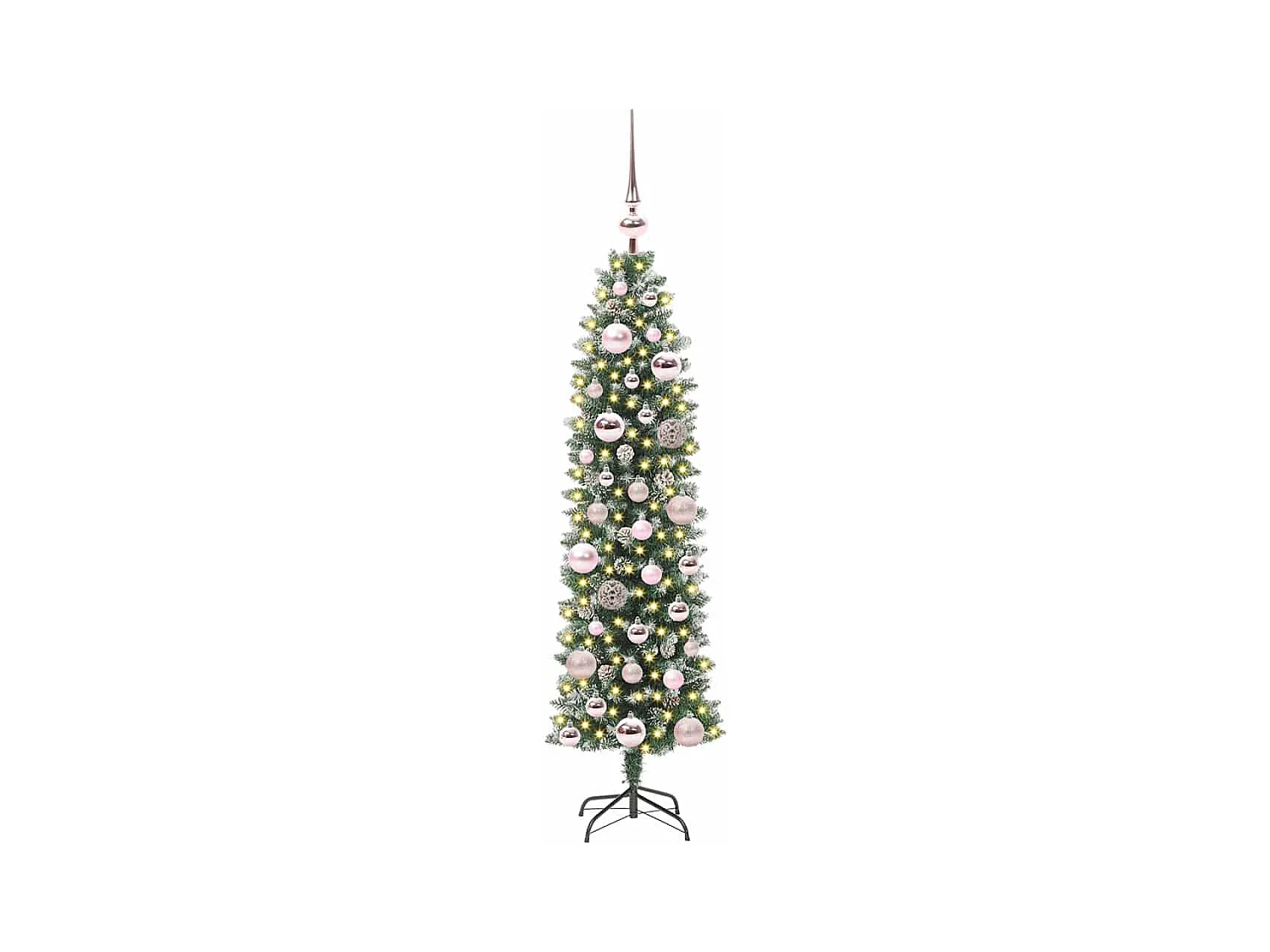 Kunstmatige slanke kerstboom met 150 LED Groen en wit 120 cm