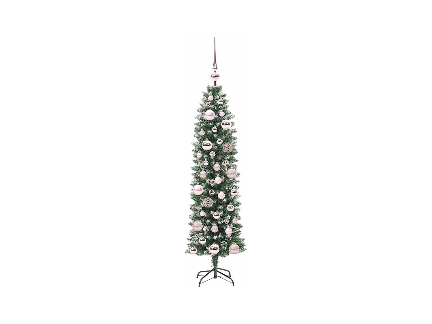 Kunstmatige slanke kerstboom met 150 LED Groen en wit 120 cm