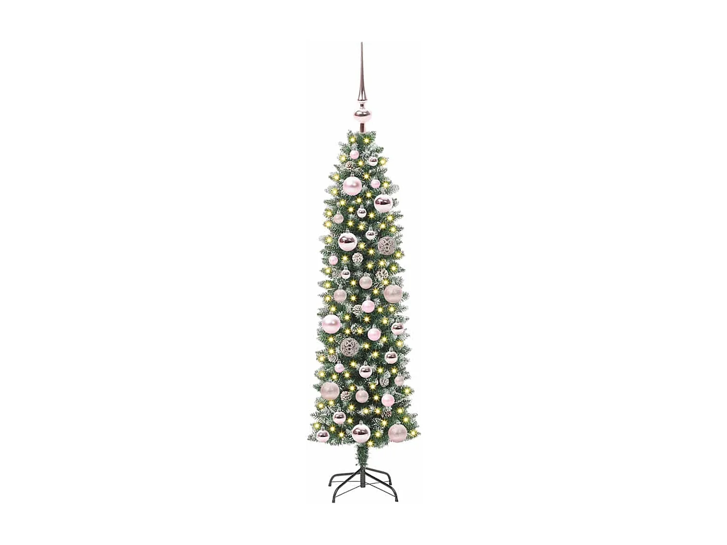 Arbre de Noël artificiel slim avec 150 LED Vert et blanc 120 cm