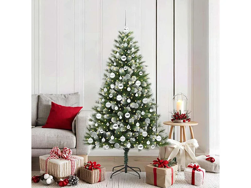 Kunstmatige scharnierende Kerstboom met gevlochten sneeuw