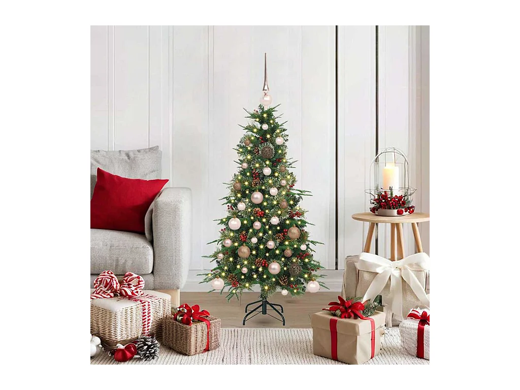 Kunstmatige Hinged Kerstboom met 150 LED Groen 120 cm PE en PVC