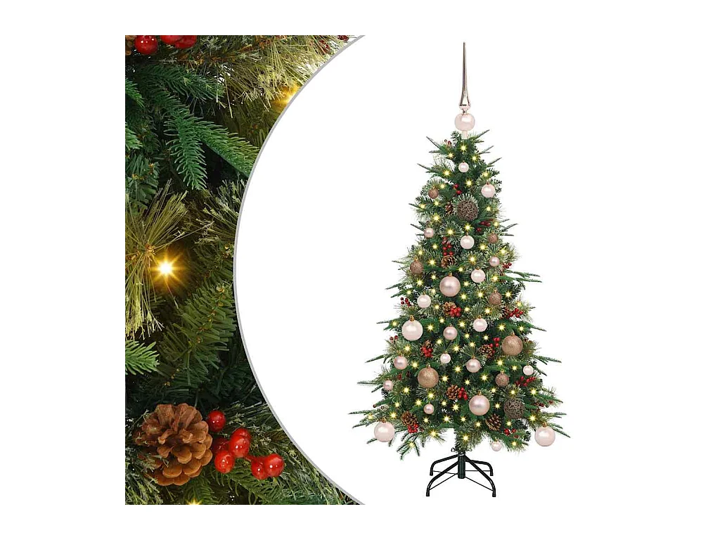 Kunstmatige Hinged Kerstboom met 150 LED Groen 120 cm PE en PVC