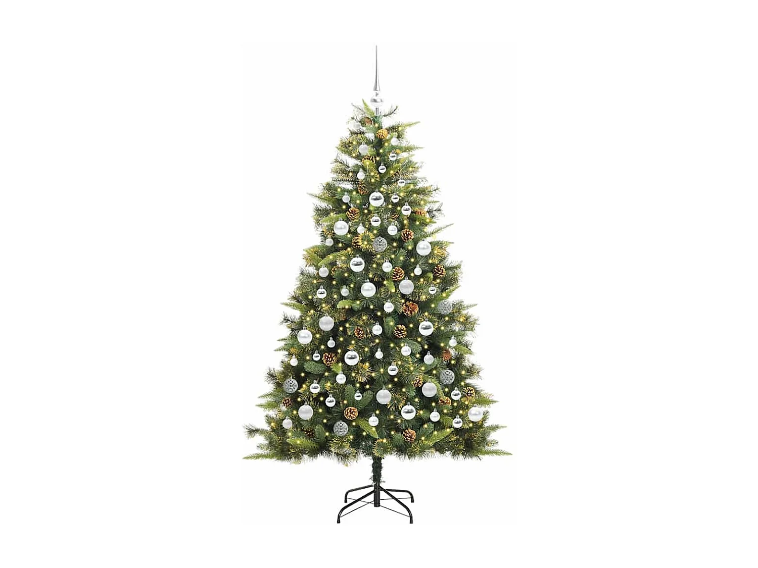 Sapin de Noël artificiel avec branches pliables et cônes 180 cm