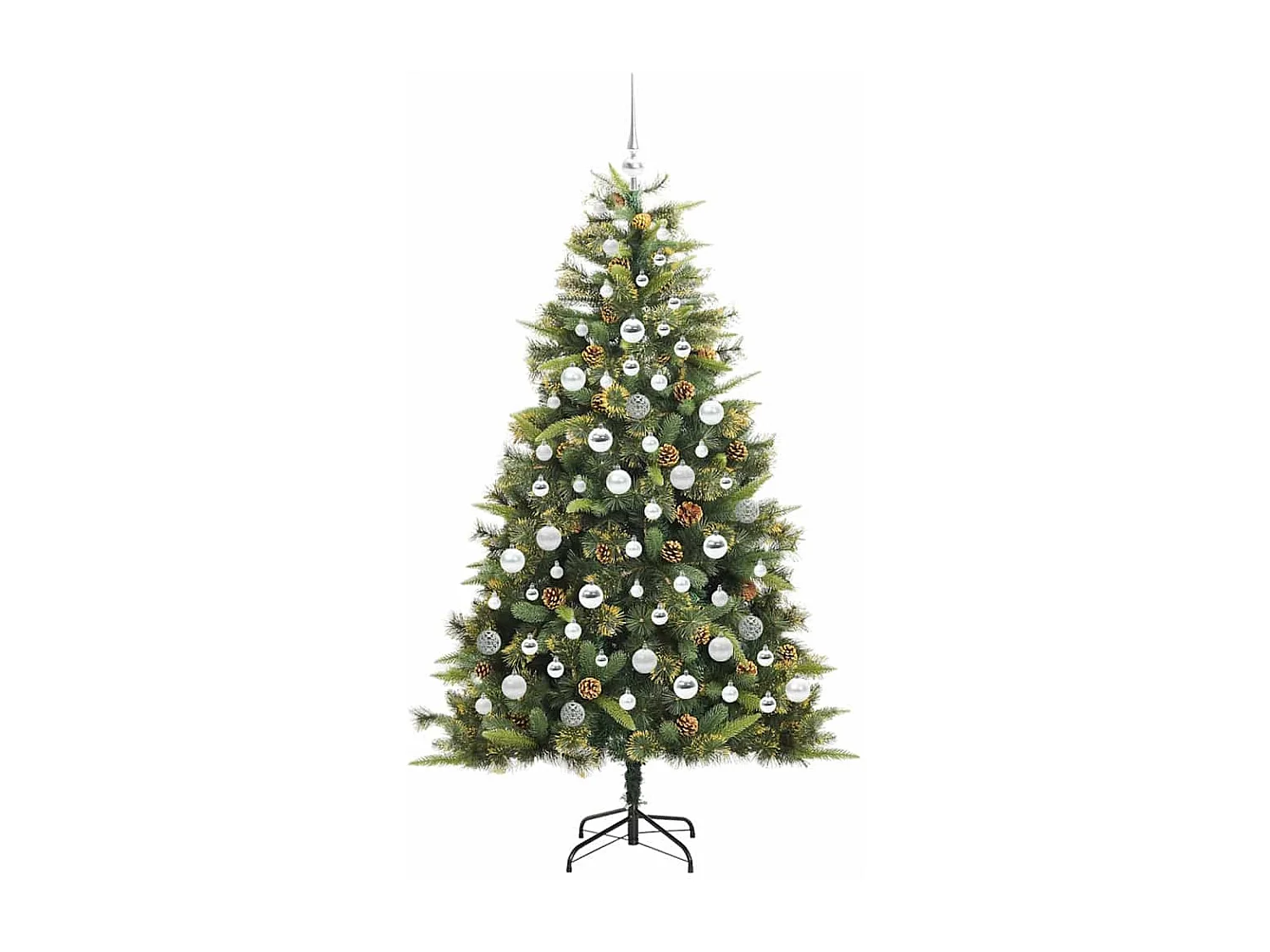 Sapin de Noël artificiel avec branches pliables et cônes 180 cm