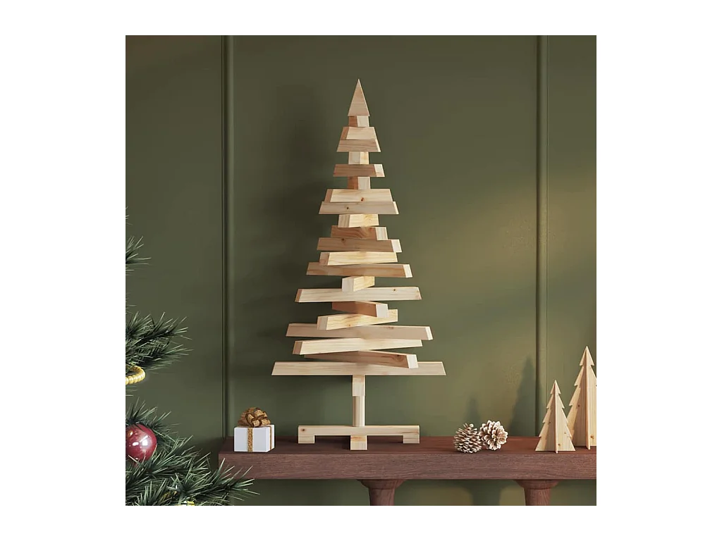 Arbres de Noël avec support Naturel 90 cm Bois massif en pin