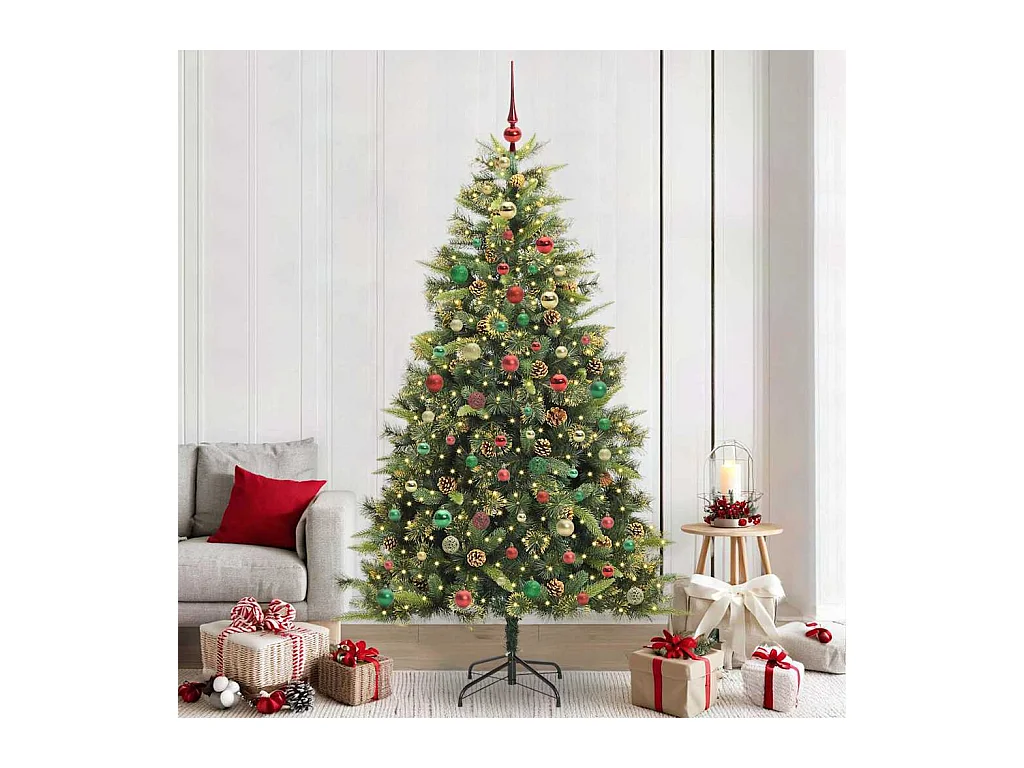 Árbol de Navidad artificial con ramas plegables y conos 240 cm