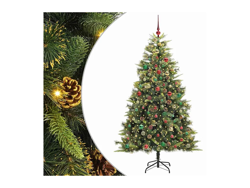 Árbol de Navidad artificial con ramas plegables y conos 240 cm