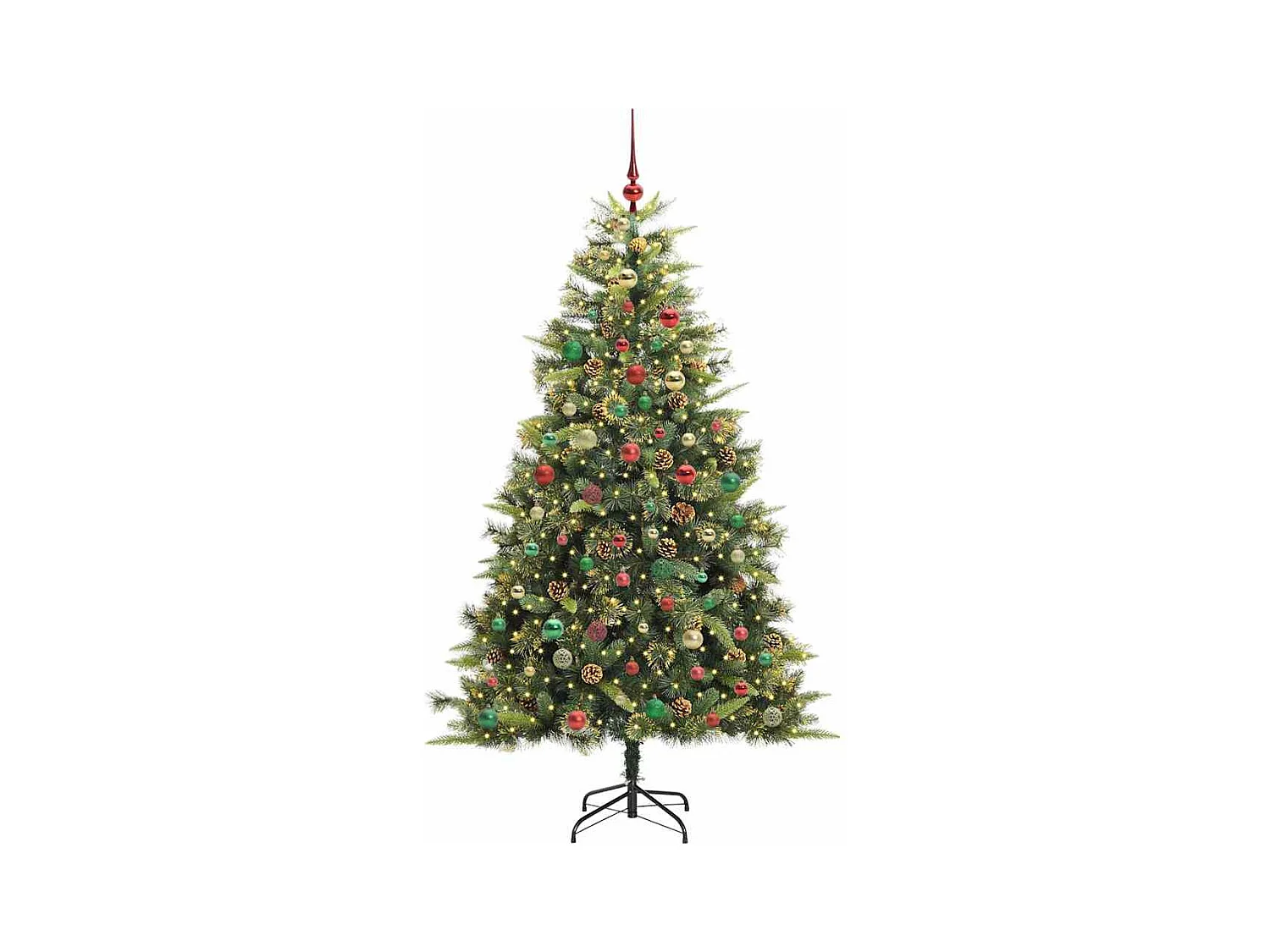 Árbol de Navidad artificial con ramas plegables y conos 240 cm