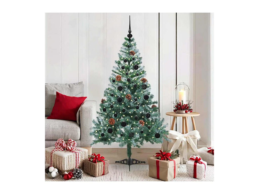 Sapin de Noël artificiel avec 150 LED Vert 150 cm PVC et Acier