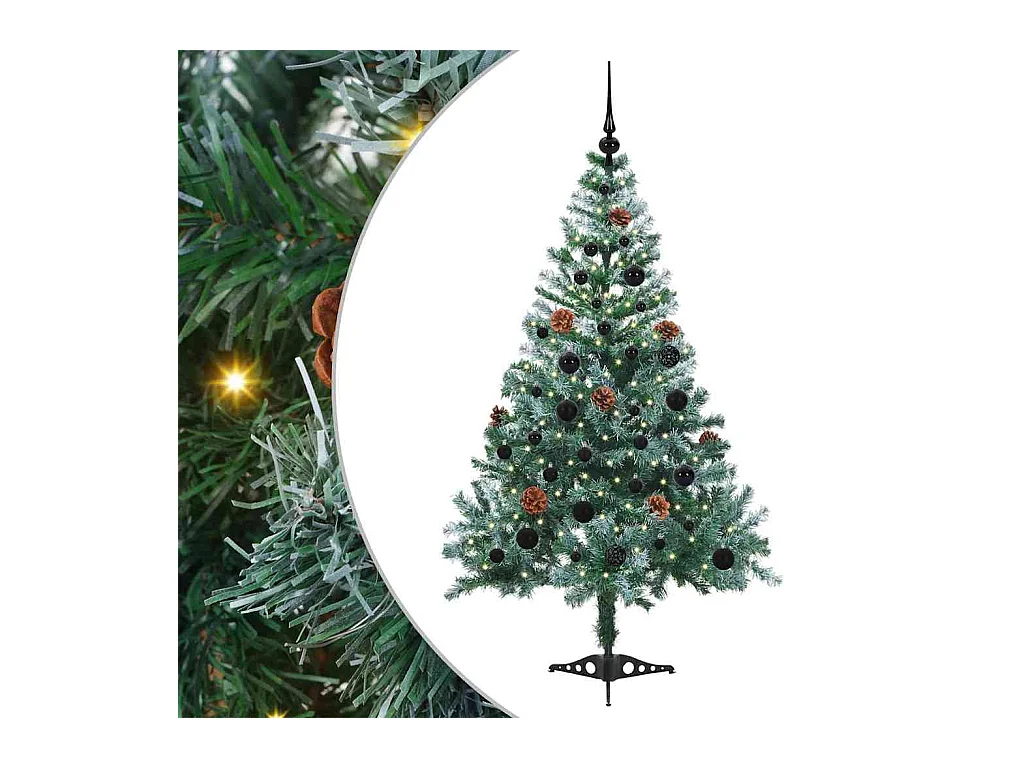 Sapin de Noël artificiel avec 150 LED Vert 150 cm PVC et Acier