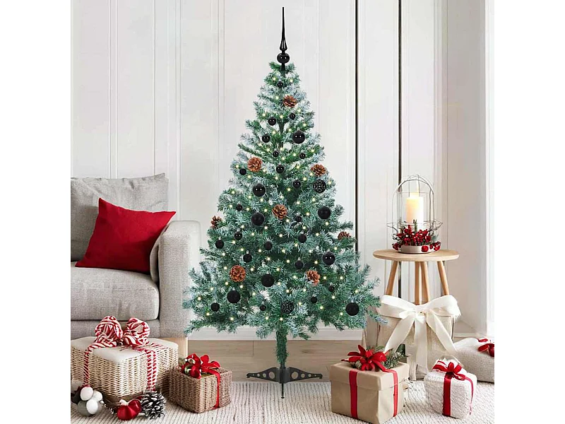 Árvore de Natal Artificial com 150 LEDs Verde 150 cm PVC e Aço