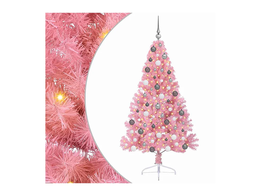 Sapin de Noël artificiel pré-éclairé Rose 180 cm PVC