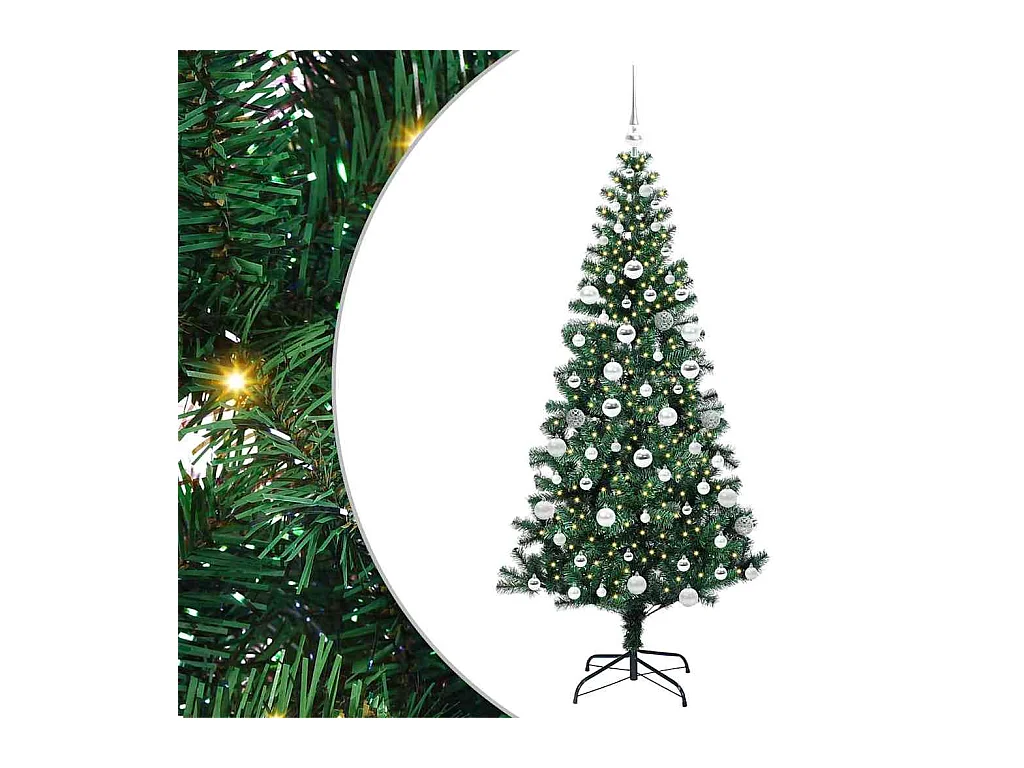 Árbol de Navidad Artificial Preiluminado Verde 180 cm