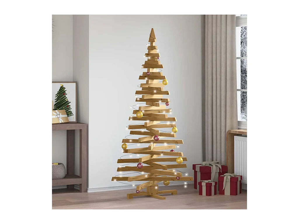 Arbres de Noël avec support Marron 180 cm Bois massif en pin
