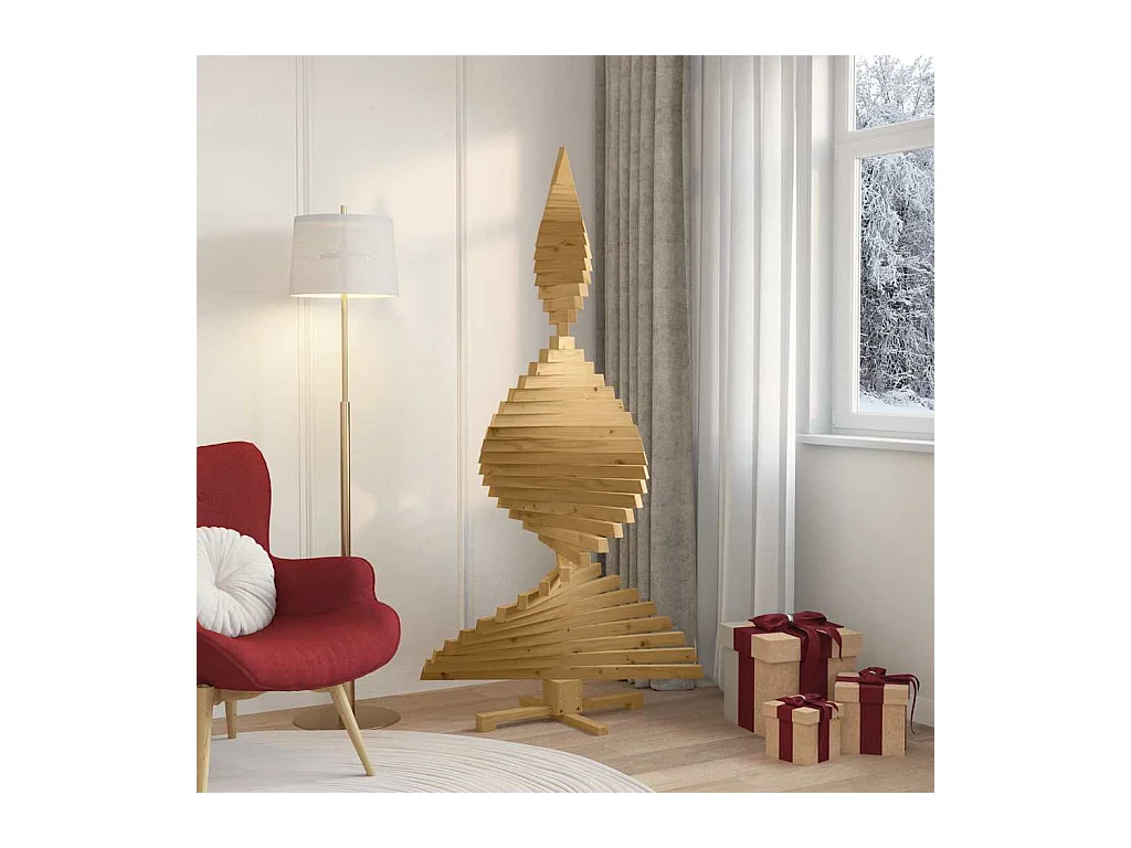 Arbres de Noël avec support Marron 180 cm Bois massif en pin