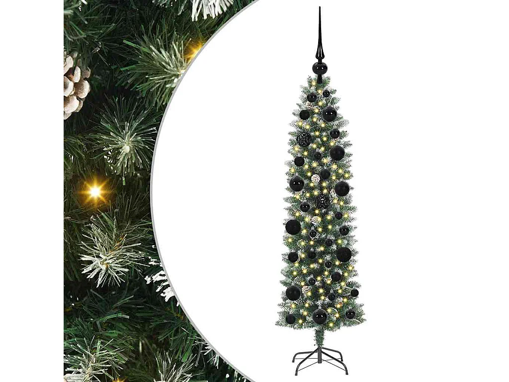 Arbre de Noël artificiel slim avec 150 LED Vert et blanc 120 cm