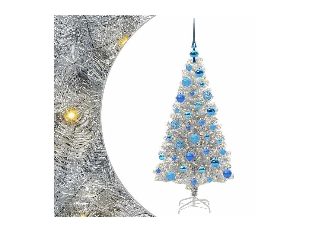 Árbol de Navidad con 150 LED con soporte Plateado 120 cm PET