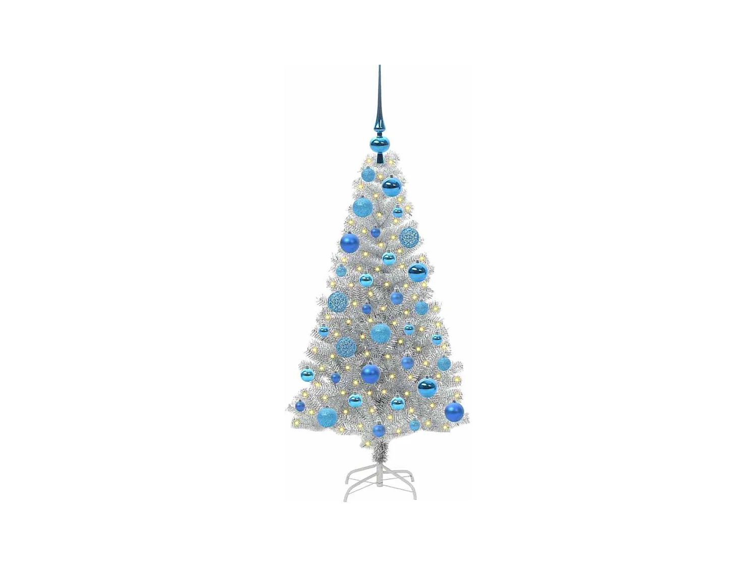 Árbol de Navidad con 150 LED con soporte Plateado 120 cm PET