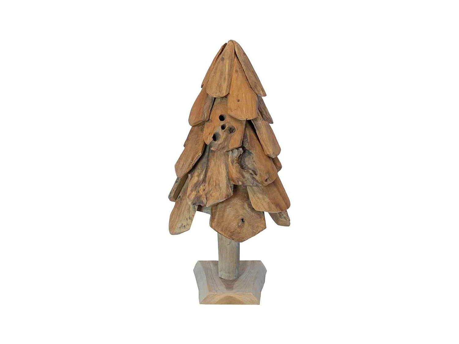Sapin de Noël avec support Marron 60 cm Bois de teck solide