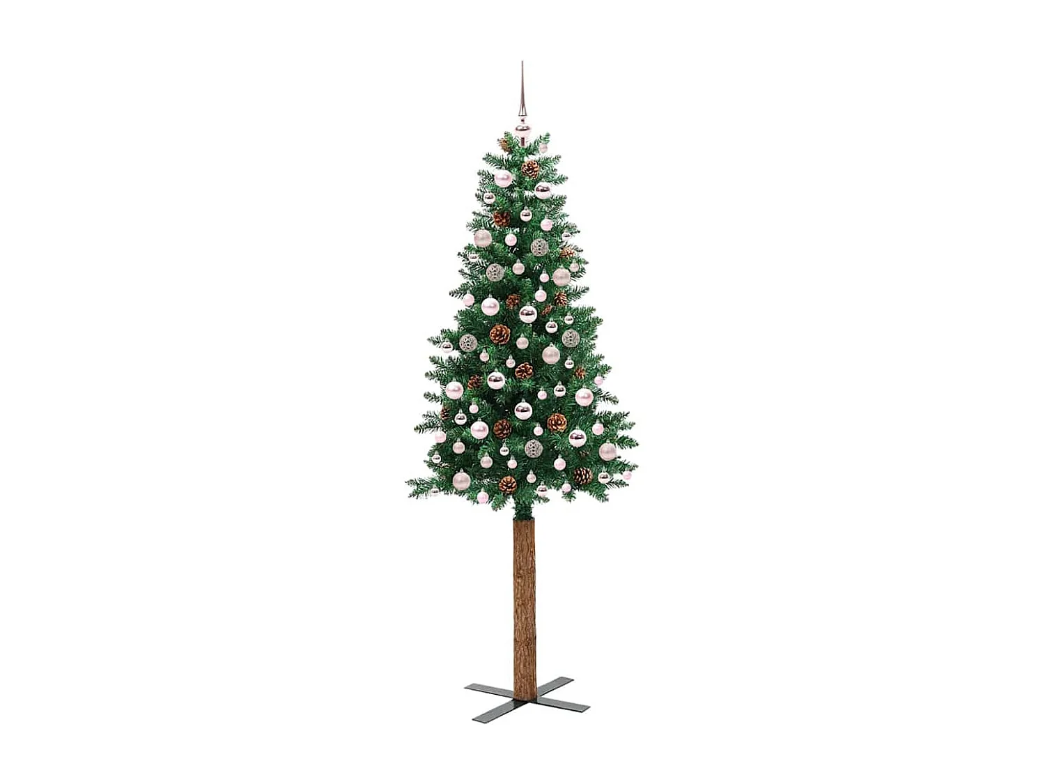 Árbol de Navidad Delgado con 300 LED con soporte Verde 210 cm