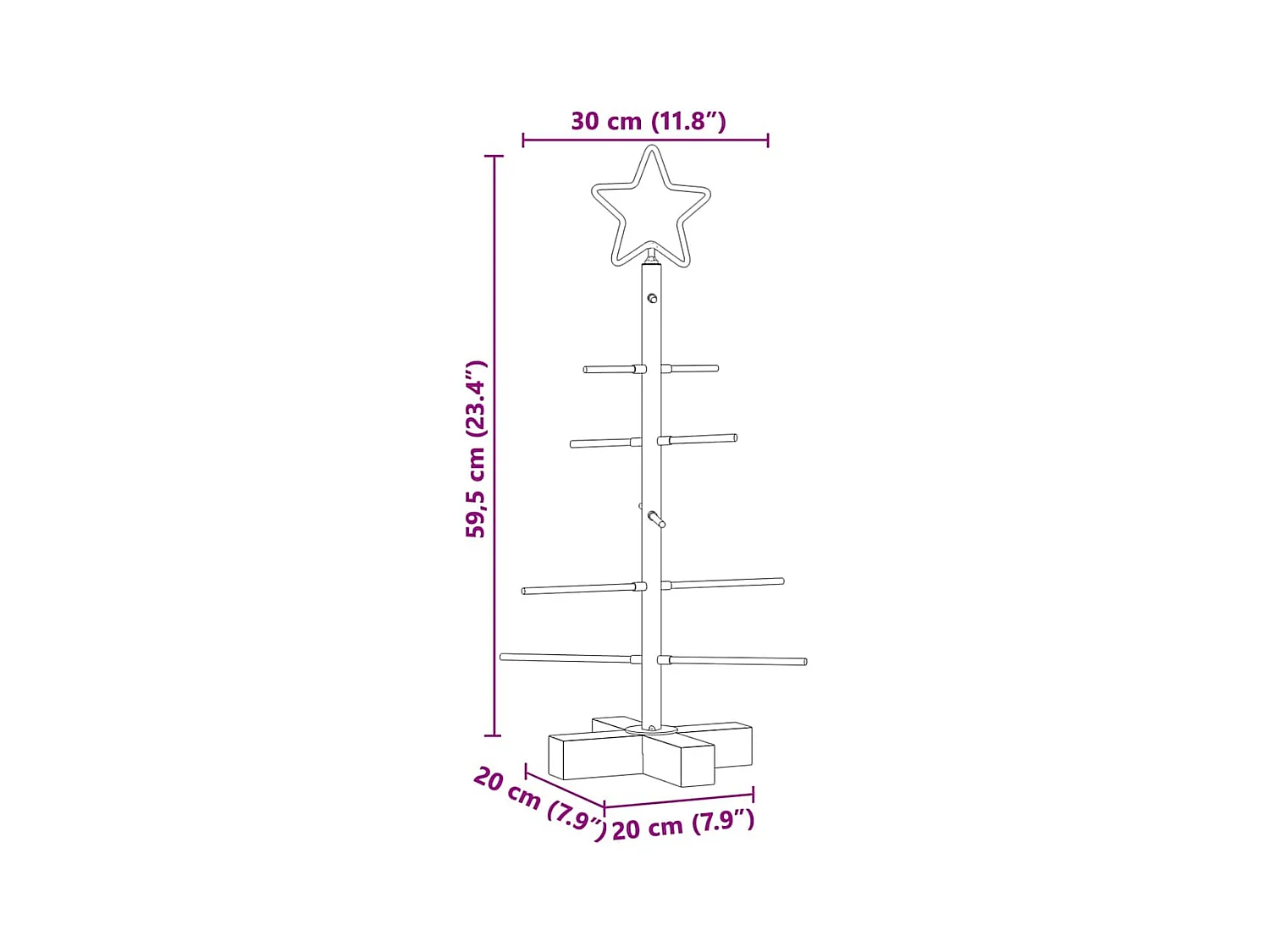Árvore de Natal de metal Preto 60 cm Aço com Revestimento em Pó