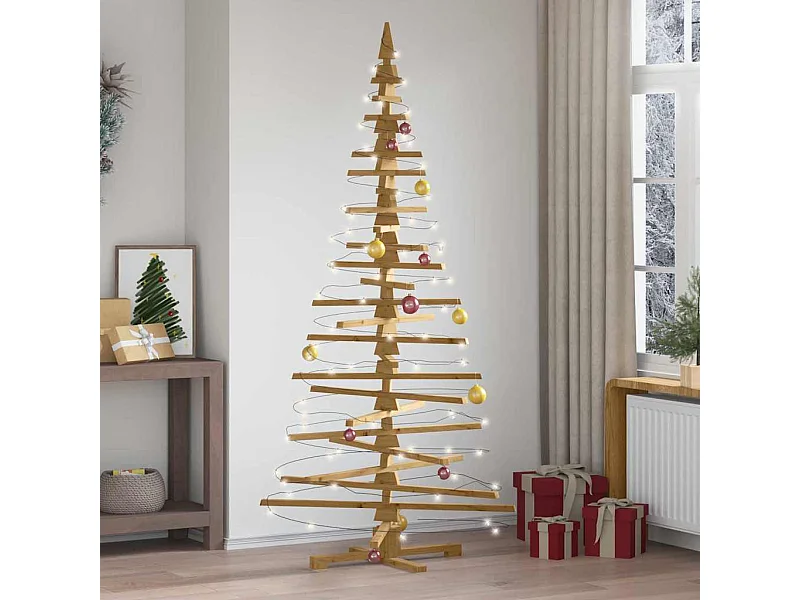 Arbre de Noël en bois Marron 210 cm Bois massif en pin